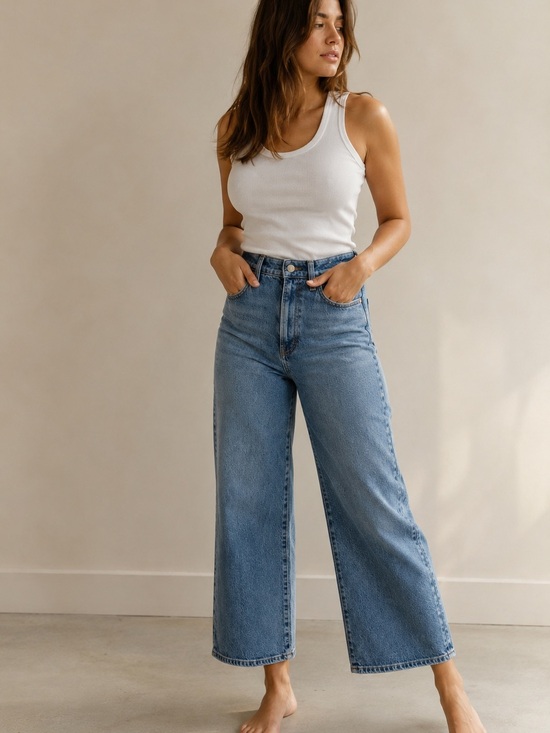 Madewell Denim - Madewell Curvy Perfect Vintage Wide Leg Crop Jeans 26P High Rise Denim